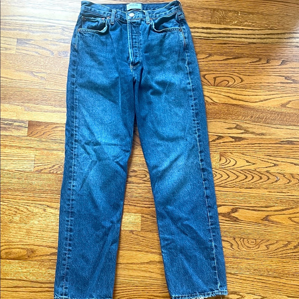 Agolde High-Rise Women's Jeans in Dark Blue Denim